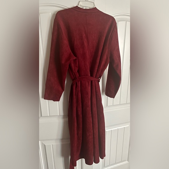 NEW Just Fab Faux Suede Orange Spice Waterfall Long Coat Size 2X - Picture 7 of 16